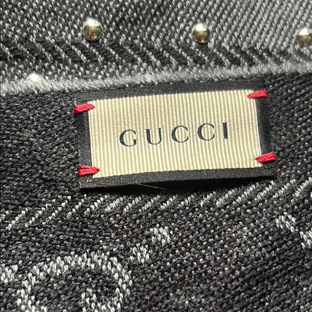 GUCCI GG supreme studded wool scarf grey - Picture 2 of 5